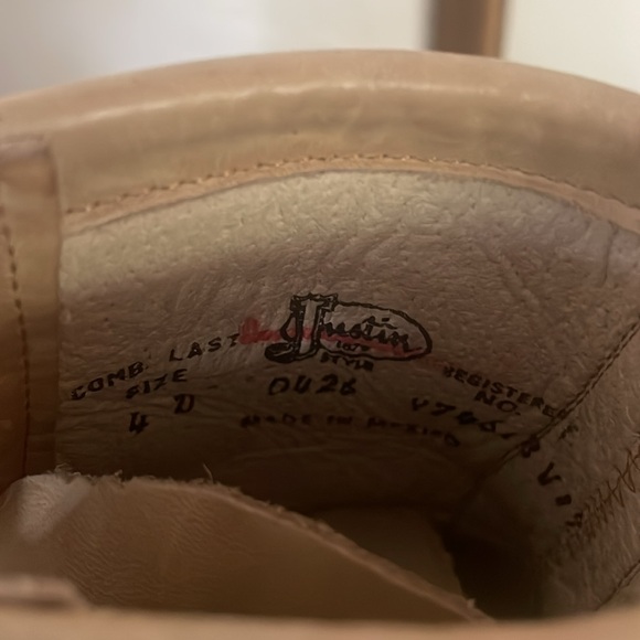 Vintage Justin Roper Boots Cream Leather Combat Lace-Up Youth 4 Women's Size 6 - Picture 4 of 10